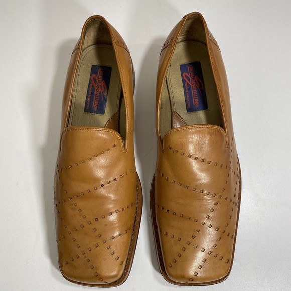 GIORGIO BRUTINI Mens 10 Loafers Private Collection Tan Leather Square Toe - Picture 2 of 12